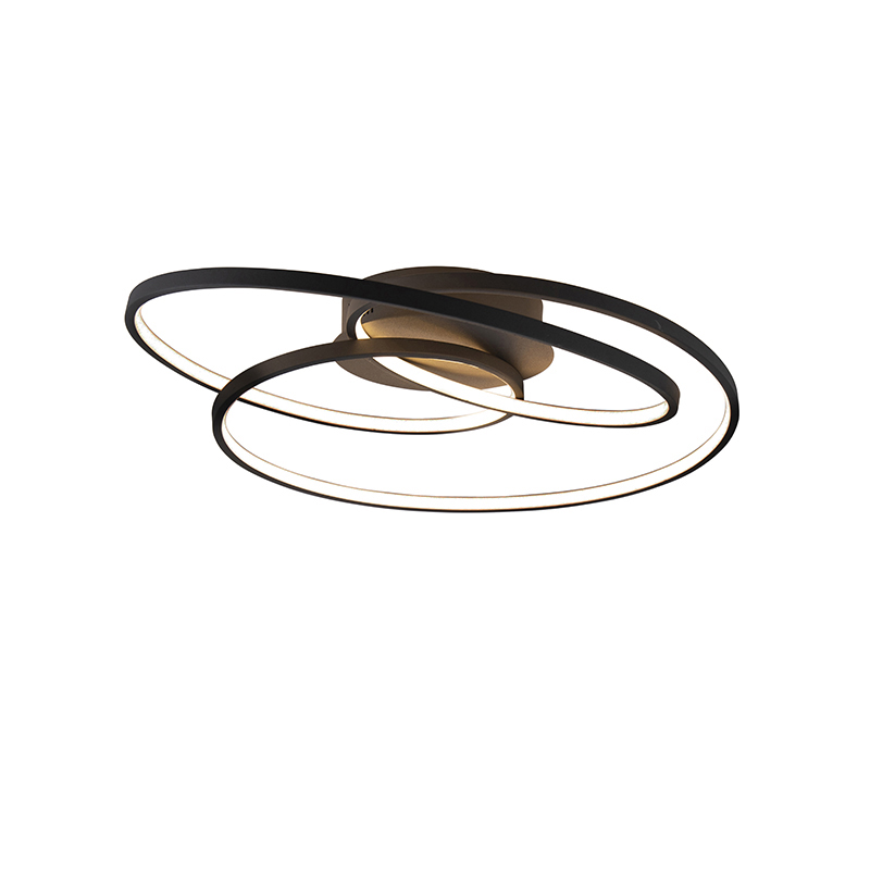 Stropní svítidlo černé 60 cm vč. LED stmívatelné ve 3 krocích - Rowin