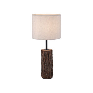 Venkovská stolní lampa dřevěná s bílým stínidlem - Oriana