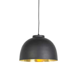 Závěsná lampa černá s mosazí uvnitř 40 cm - Hoodi